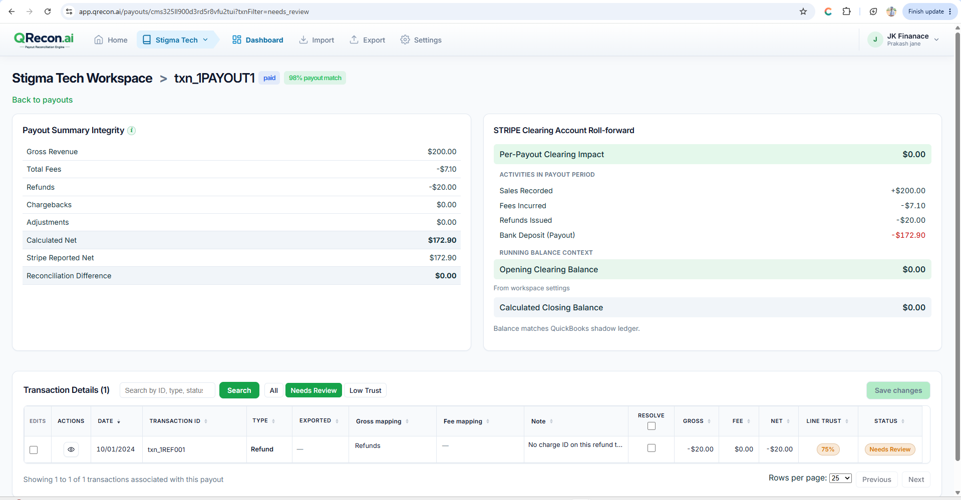 QRecon Needs review queue